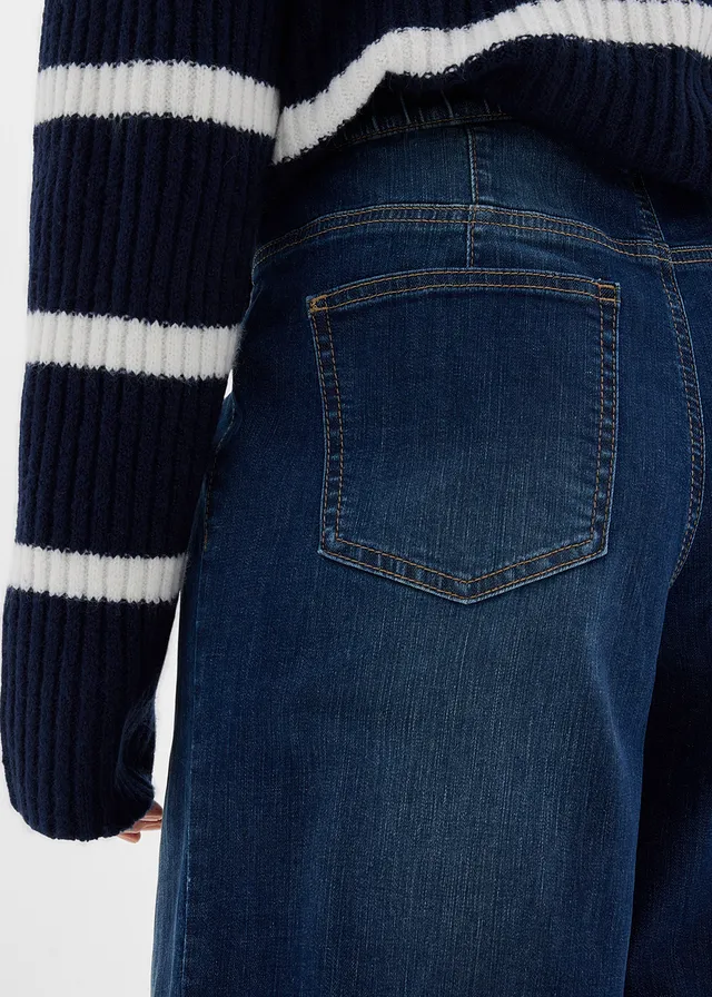 Jean large taille haute élastiquée, long • bleu foncé denim used • product-page.page-title-suffix