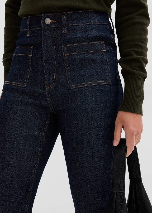 Jean bootcut taille haute élastiquée • bleu foncé denim brut • product-page.page-title-suffix