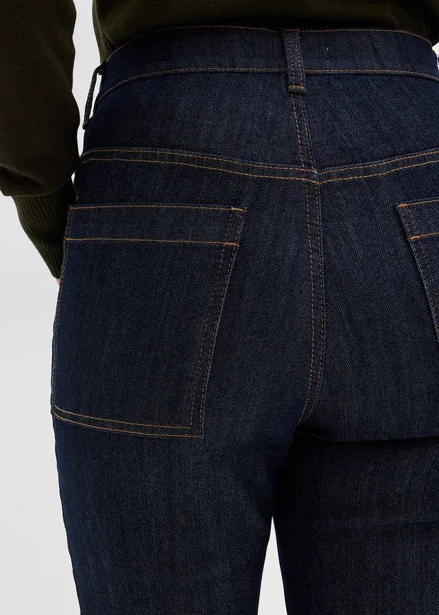 Jean bootcut taille haute élastiquée • bleu foncé denim brut • product-page.page-title-suffix