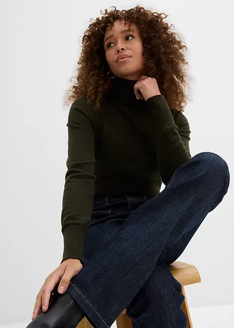 Džínsy Bootcut, vysoký pohodlný pás • tmavomodrá denim • obchod bonprix