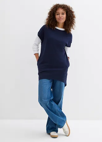 Longshirt van puur katoen, Kleur: donkerblauw