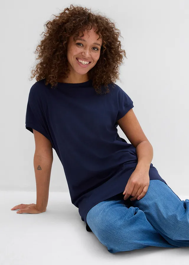 T-shirt long 100% coton • bleu foncé • product-page.page-title-suffix