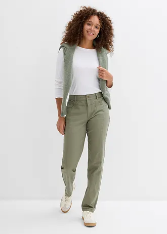 Pantaloni din twill din mix de bumbac și elastan • oliv • magazin bonprix
