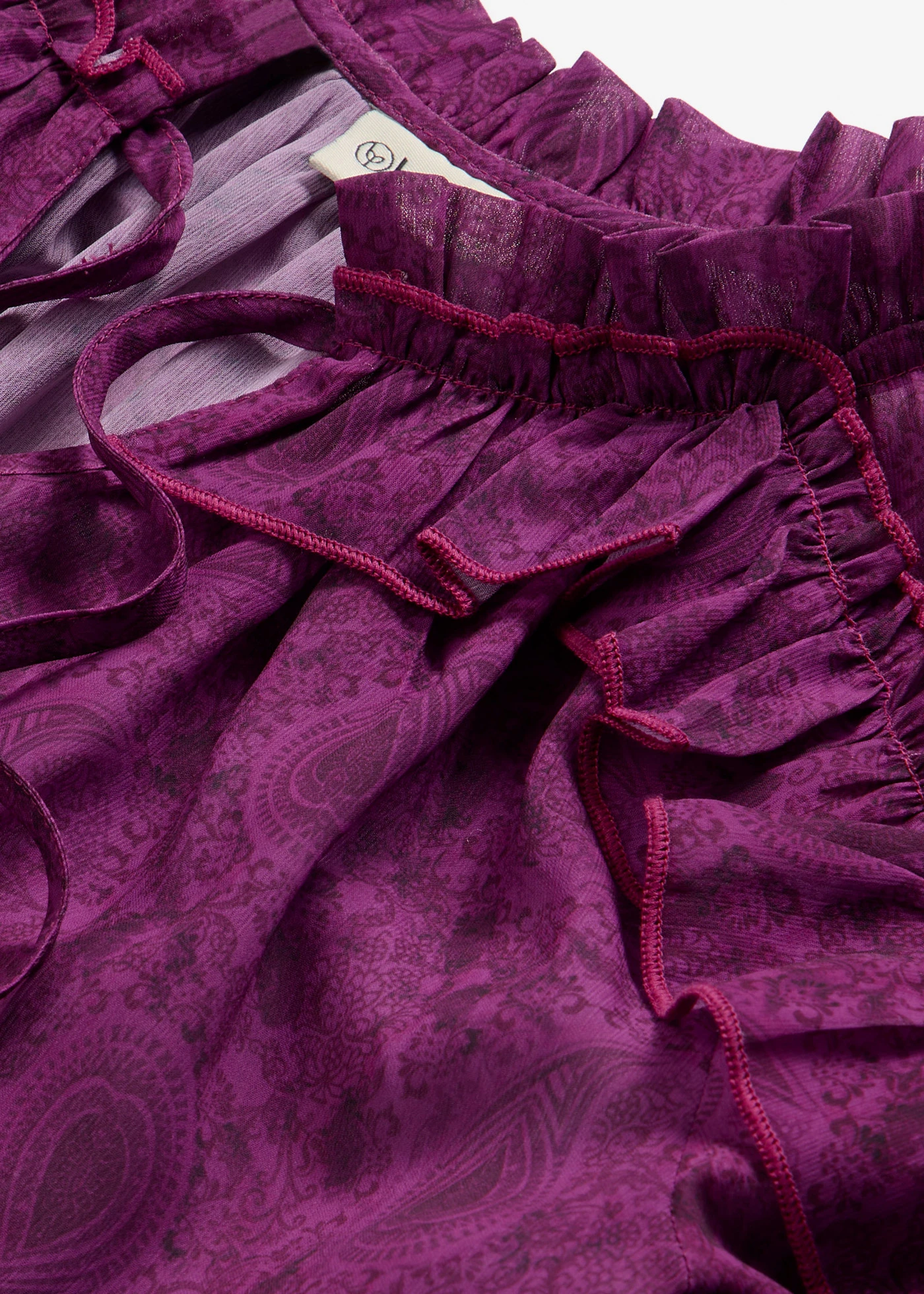 Blouse en mousseline à volants • violet foncé paisley • Boutique bonprix