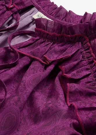 Blouse en mousseline à volants • violet foncé paisley • Boutique bonprix