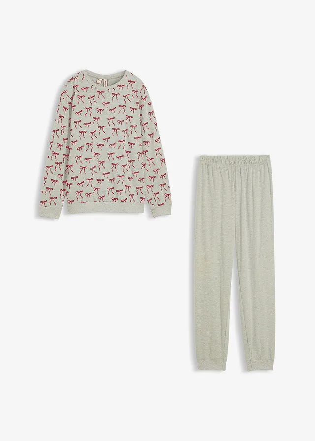 Pyjama van zacht katoen (set van 2), Kleur: lichtgrijs gemêleerd