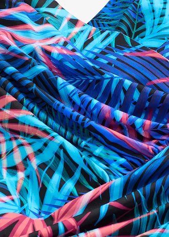 Badpak met wikkellook, licht corrigerend • zwart-blauw-pink gebloemd • bonprix online shop