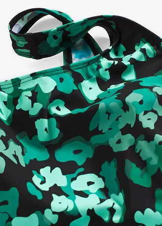 Maillot 1 pièce sculptant, maintien léger • noir-vert floral • Boutique bonprix