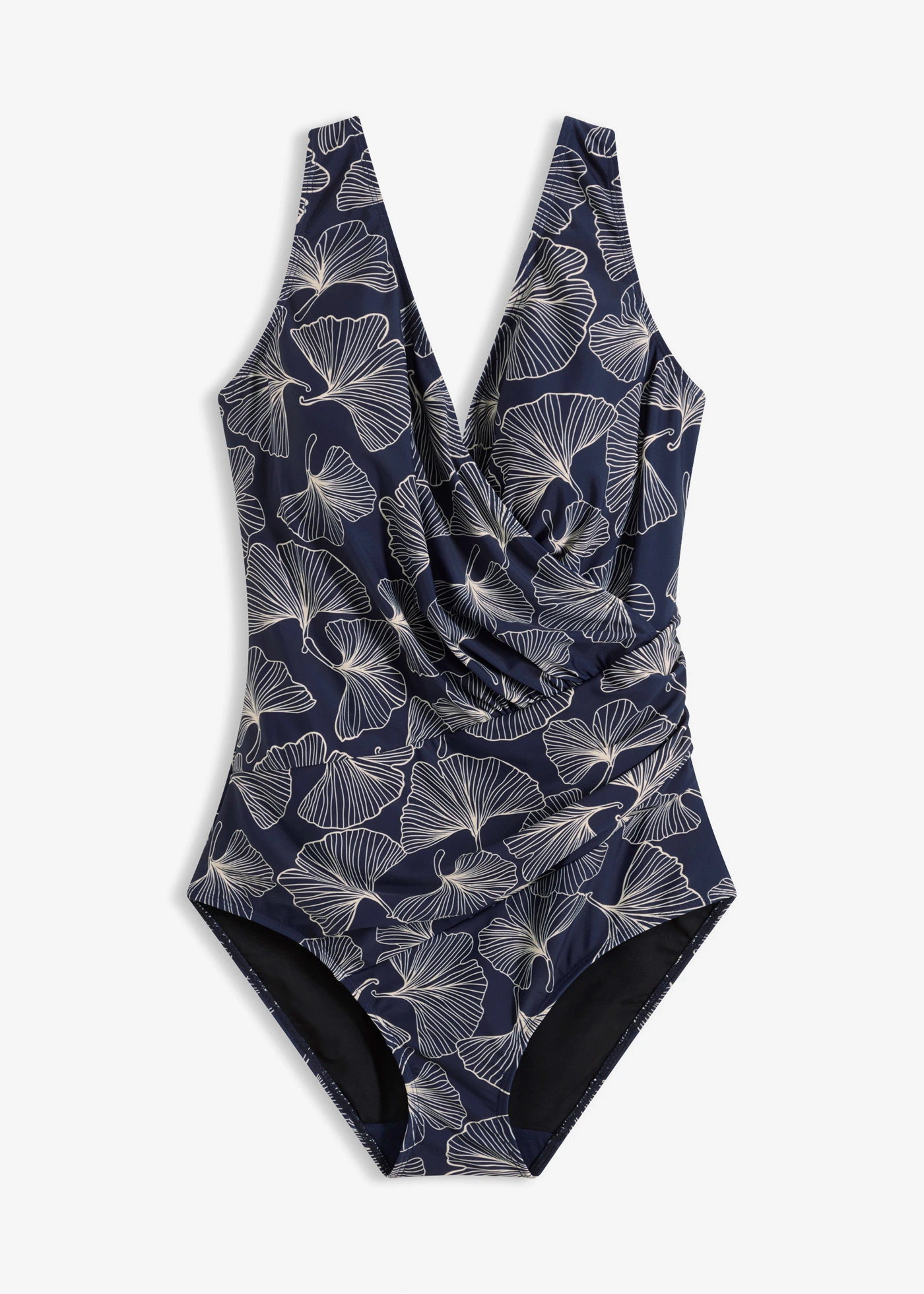 Corrigerend badpak in wikkellook, medium corrigerend • donkerblauw met print • bonprix online shop