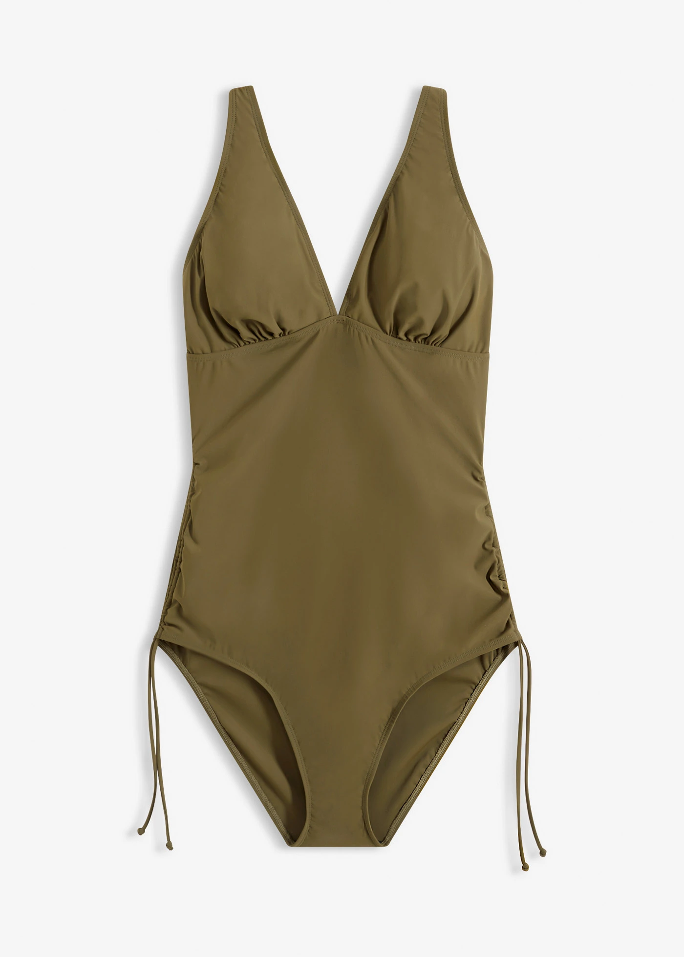 Corrigerend badpak met strikkoordjes, licht corrigerend • donkerolijfgroen • bonprix online shop