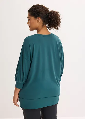Oversized sportshirt met 3/4 mouwen, sneldrogend, Kleur: petrolgroen
