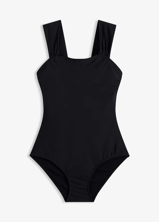 Costum de baie cu efect modelator mediu, cu bretele late • negru • magazin bonprix