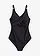 Maillot sculptant style croisé, maintien fort, Couleur: noir