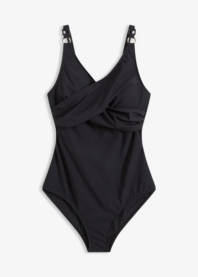 Corrigerend badpak in wikkellook • zwart • bonprix online shop