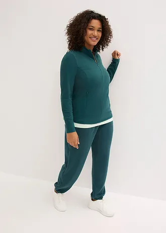 Outdoor jas met halve ritssluiting, sneldrogend, Kleur: zwart