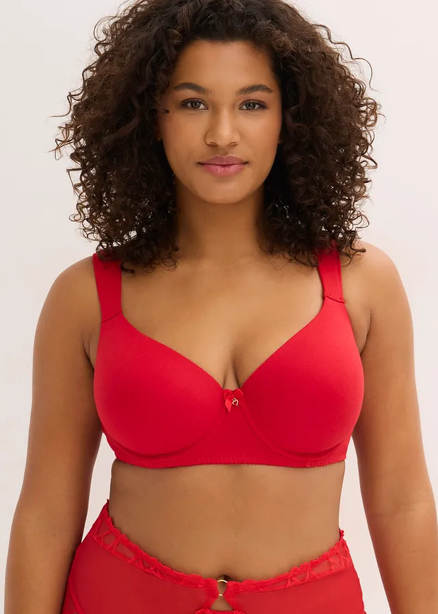 Voorgevormde bh met beugels en kant (set van 2), Kleur: salsarood-zwart