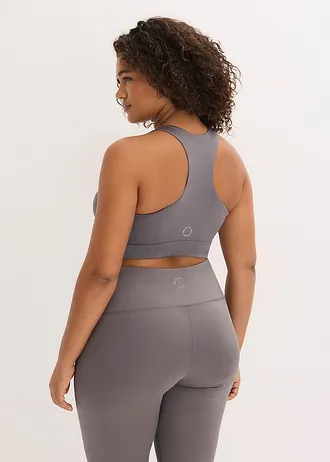 Sport bh met racerback en lichte steun, Kleur: granietgrijs