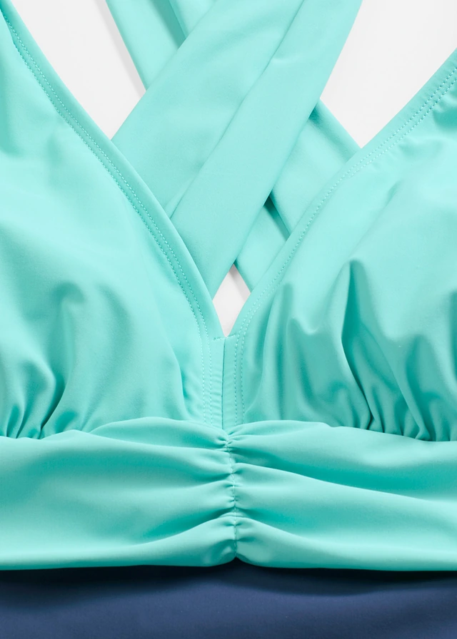 Maillot 1 pièce sculptant, maintien léger, encolure V • bleu profond-turquoise • product-page.page-title-suffix