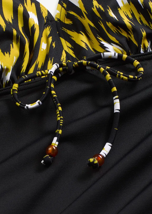Maillot 1 pièce sculptant à bretelles larges, maintien modéré • noir/jaune graphique • product-page.page-title-suffix