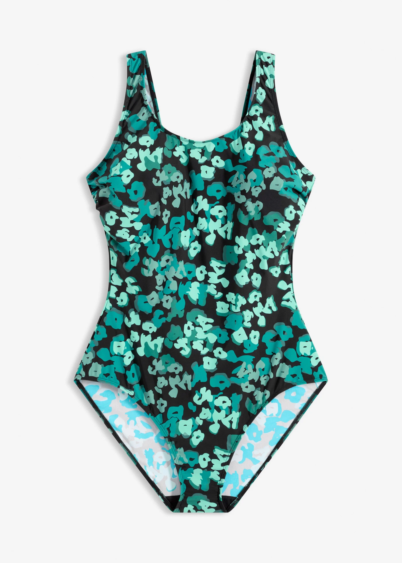 Maillot 1 pièce sculptant, maintien léger • noir-vert floral • Boutique bonprix
