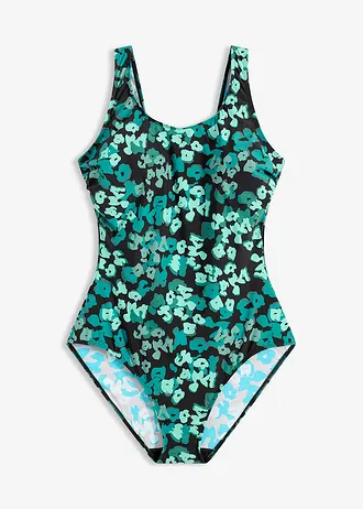 Maillot 1 pièce sculptant, maintien léger • noir-vert floral • Boutique bonprix