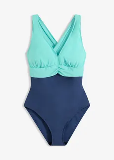 Licht corrigerend badpak met een V-hals, Kleur: diepblauw-turkoois