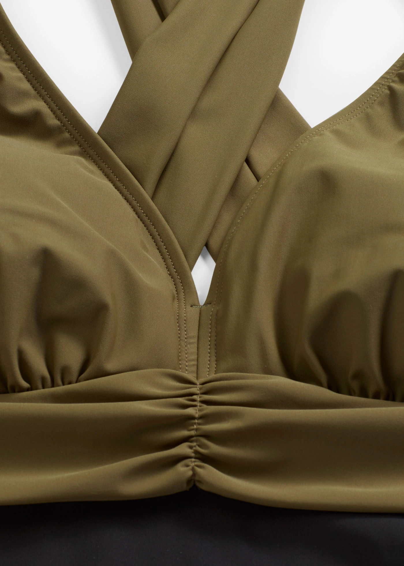 Maillot 1 pièce sculptant, maintien léger, encolure V • noir/olive foncé • Boutique bonprix