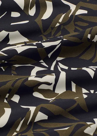 Jednodielne sťahovacie plavky , stredný tvarujúci efekt, V výstrih • biela vlna-čierna-olivová kvetovaná • obchod bonprix