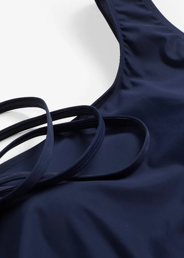 Kostium kąpielowy shape z lekko modelującego materiału, fason na jedno ramię • granatowy • sklep bonprix