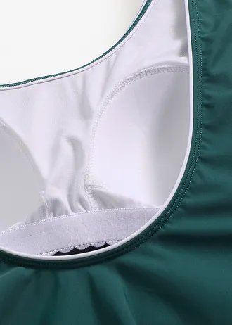 Costum de baie cu efect modelator ușor, cusături ornamentale • verde-petrol-alb • magazin bonprix