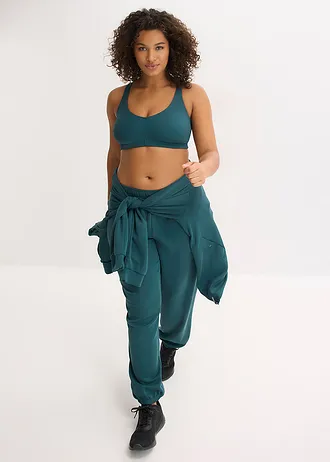 Športová podprsenka z vrúbkovaného materiálu, farba: petrolejovo zelená