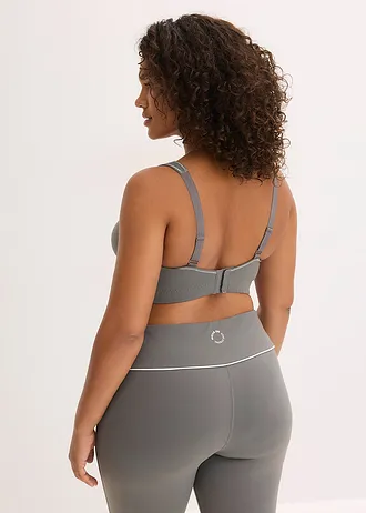 Sport bh van stevig katoen met normale steun, Kleur: granietgrijs