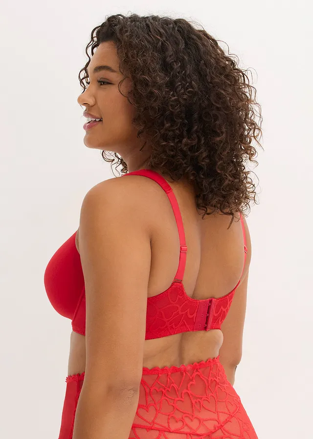 Voorgevormde bh met beugels en kant (set van 2), Kleur: salsarood-zwart