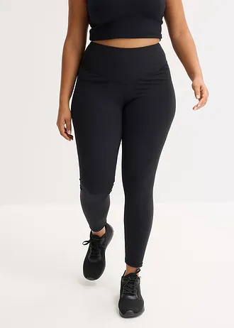Legging de sport sculptant toucher coton, Couleur: noir/gris
