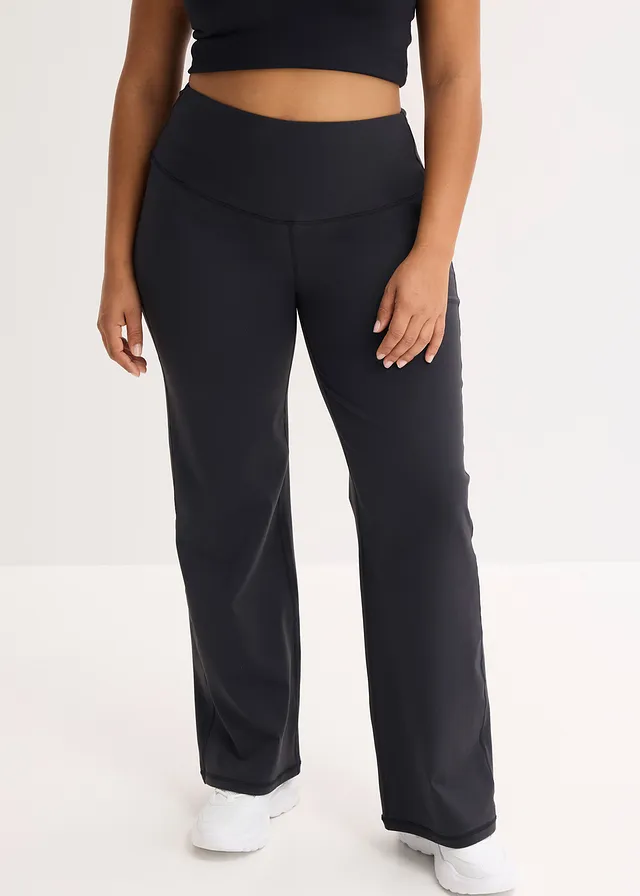 Sportlegging van stevig katoenachtig materiaal met rechte pijpen, Kleur: zwart+grijs