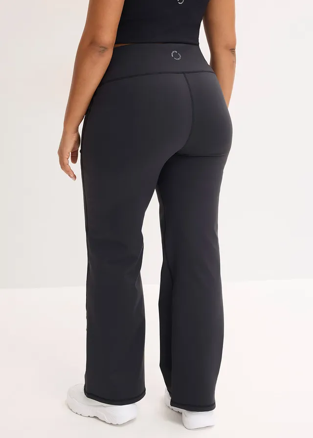 Sportlegging van stevig katoenachtig materiaal met rechte pijpen, Kleur: zwart+grijs