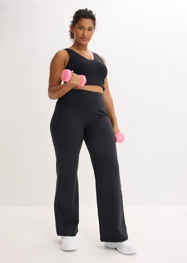 Sportlegging van stevig katoenachtig materiaal met rechte pijpen, Kleur: zwart+grijs