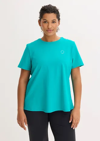 T-shirt sportowy ze stabilnej bawełnianej tkaniny, kolor: szmaragdowy