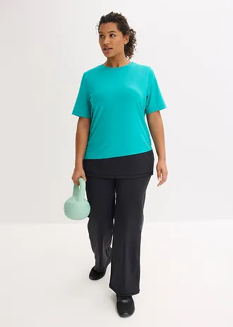 Sportshirt met structuur look, Kleur: smaragd-zwart