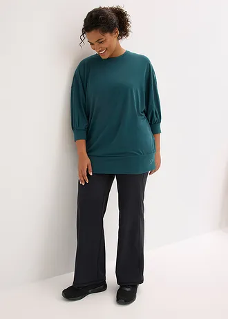Oversized sportshirt met 3/4 mouwen, sneldrogend, Kleur: petrolgroen