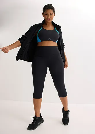 Legging de sport robuste, coupe corsaire, Couleur: noir