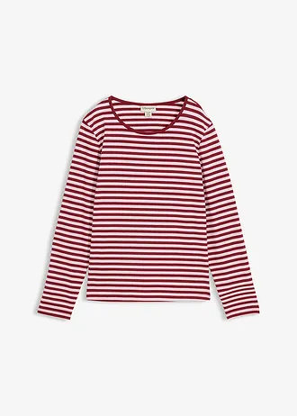 Longsleeve, Kleur: kristalroze-robijnrood gestreept