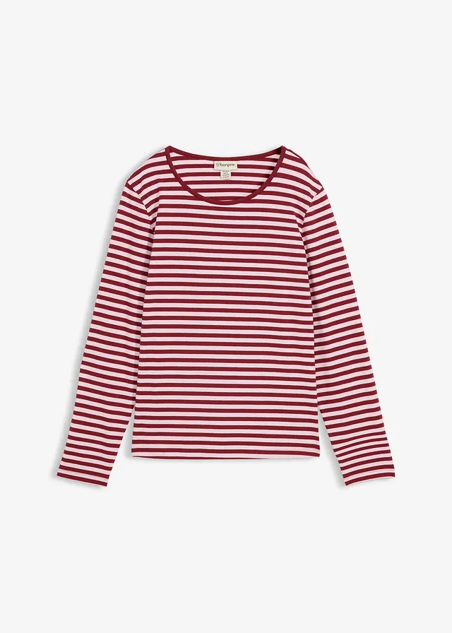Longsleeve • kristalroze-robijnrood gestreept • bonprix online shop