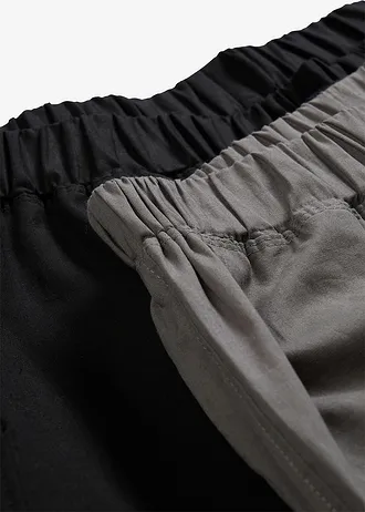 Pantaloni lungi de pijama din bumbac moale (set/ 2 bucăți) • gri-granit+negru • magazin bonprix