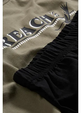 Krátke pyžamo s mäkkou bavlnou • bahnovo zelená + čierna • obchod bonprix