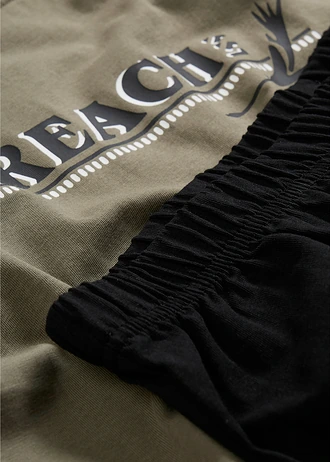 Pijama cu pantaloni scurți cu bumbac moale • gri-verde-negru • magazin bonprix