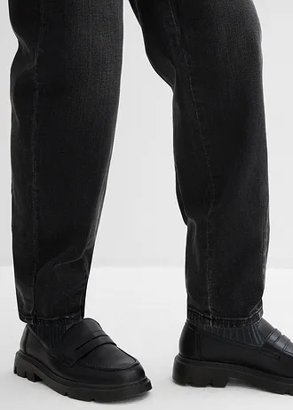 Blugi model barrel cu talie înaltă, bumbac organic • negru denim uzat • magazin bonprix