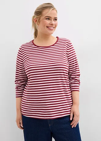 Longsleeve, Kleur: kristalroze-robijnrood gestreept