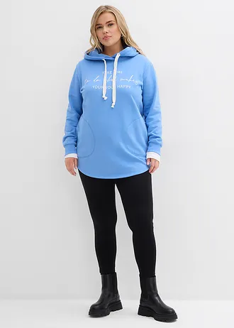 Joggingpak met lange sweater en legging (2-dlg.), Kleur: middenblauw-zwart