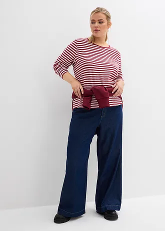 Longsleeve, Kleur: kristalroze-robijnrood gestreept